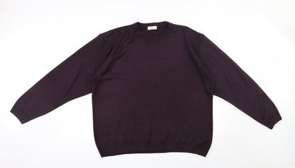 Essentials Mens Purple Round Neck  Acrylic Pullover Jumper Size M