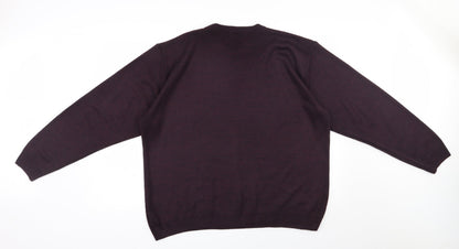 Essentials Mens Purple Round Neck  Acrylic Pullover Jumper Size M