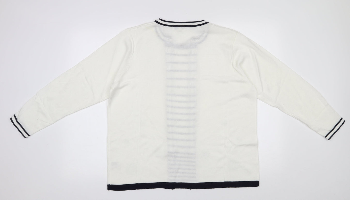 Annabelle Womens White Round Neck  Acrylic Pullover Jumper Size XL