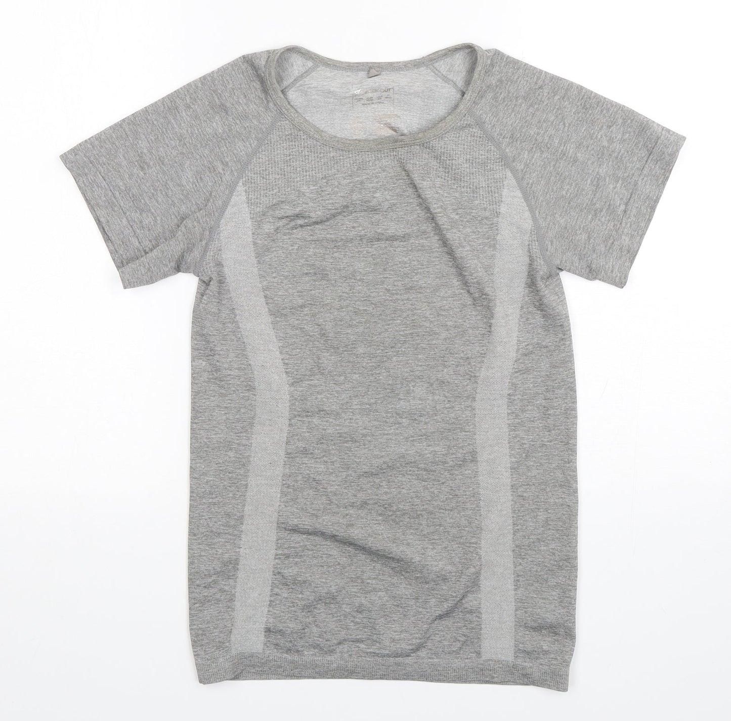 Workout Womens Grey  Polyester Basic T-Shirt Size 6 Round Neck Pullover