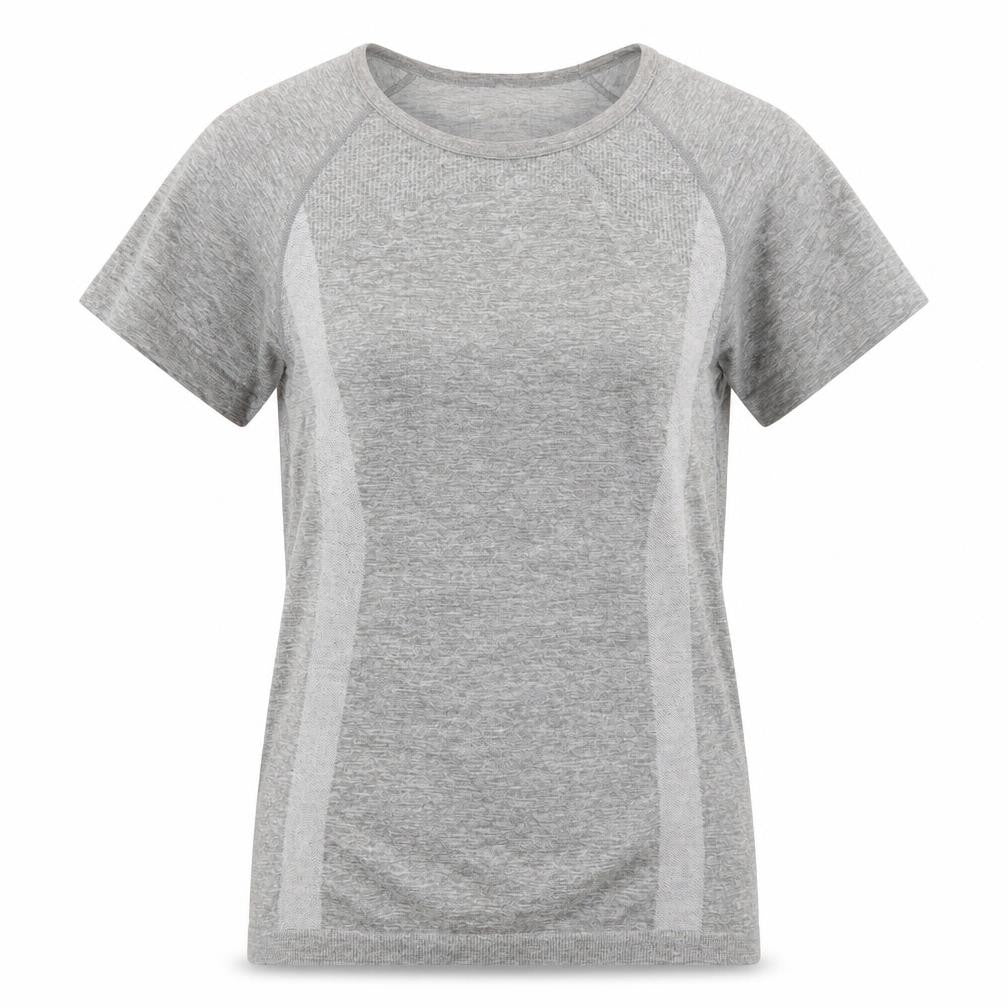 Workout Womens Grey  Polyester Basic T-Shirt Size 6 Round Neck Pullover