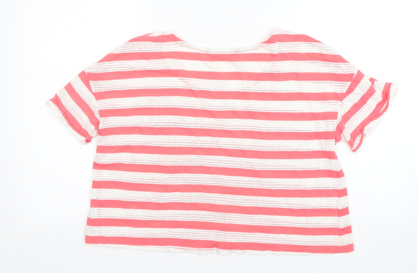Dunnes Stores Womens Multicoloured Striped Cotton Basic T-Shirt Size S Round Neck