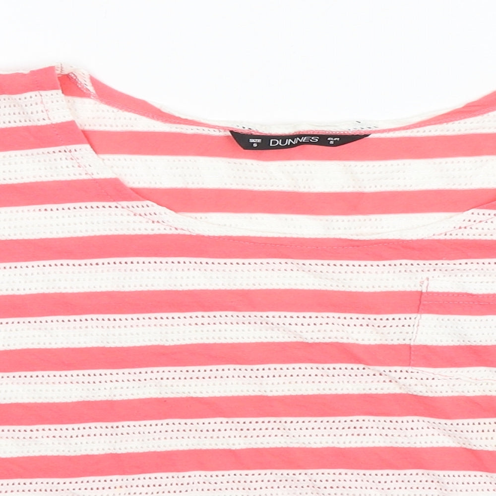 Dunnes Stores Womens Multicoloured Striped Cotton Basic T-Shirt Size S Round Neck
