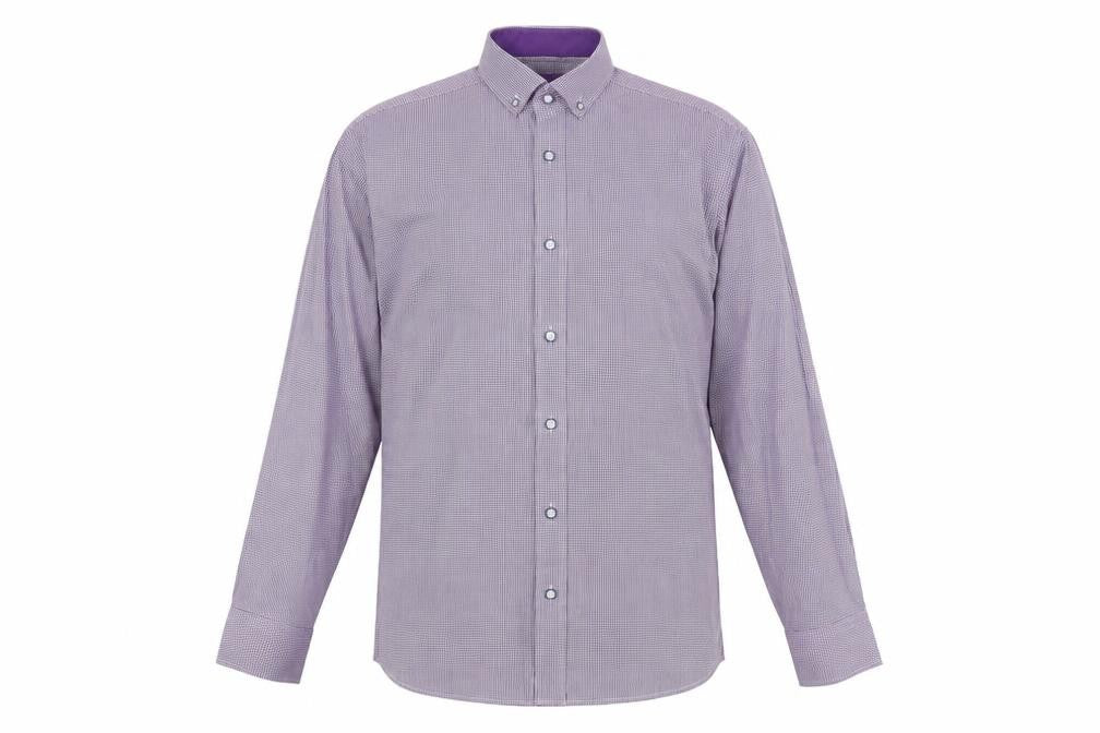 Daniel Rosso Mens Purple Plaid Cotton  Button-Up Size M Collared Button