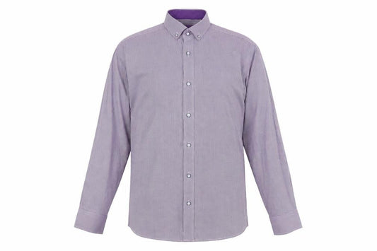 Daniel Rosso Mens Purple Plaid Cotton  Button-Up Size M Collared Button