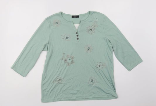 Bonma Womens Green  Polyester Basic Blouse Size S Henley