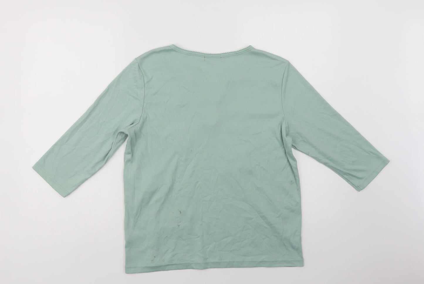 Bonma Womens Green  Polyester Basic Blouse Size S Henley