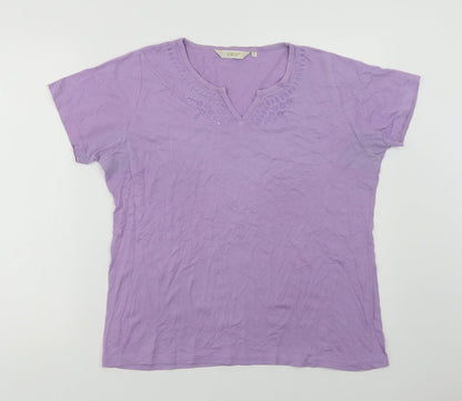 EWM Womens Purple  Cotton Basic Polo Size M V-Neck