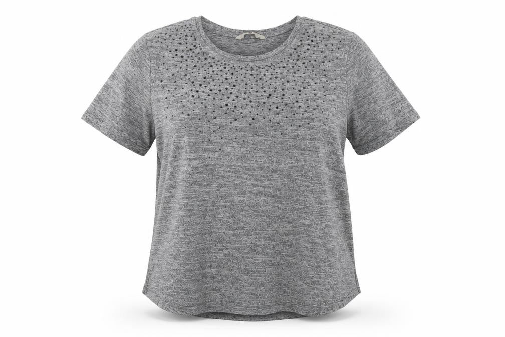 TU Womens Grey  Polyester Basic Blouse Size 14 Crew Neck