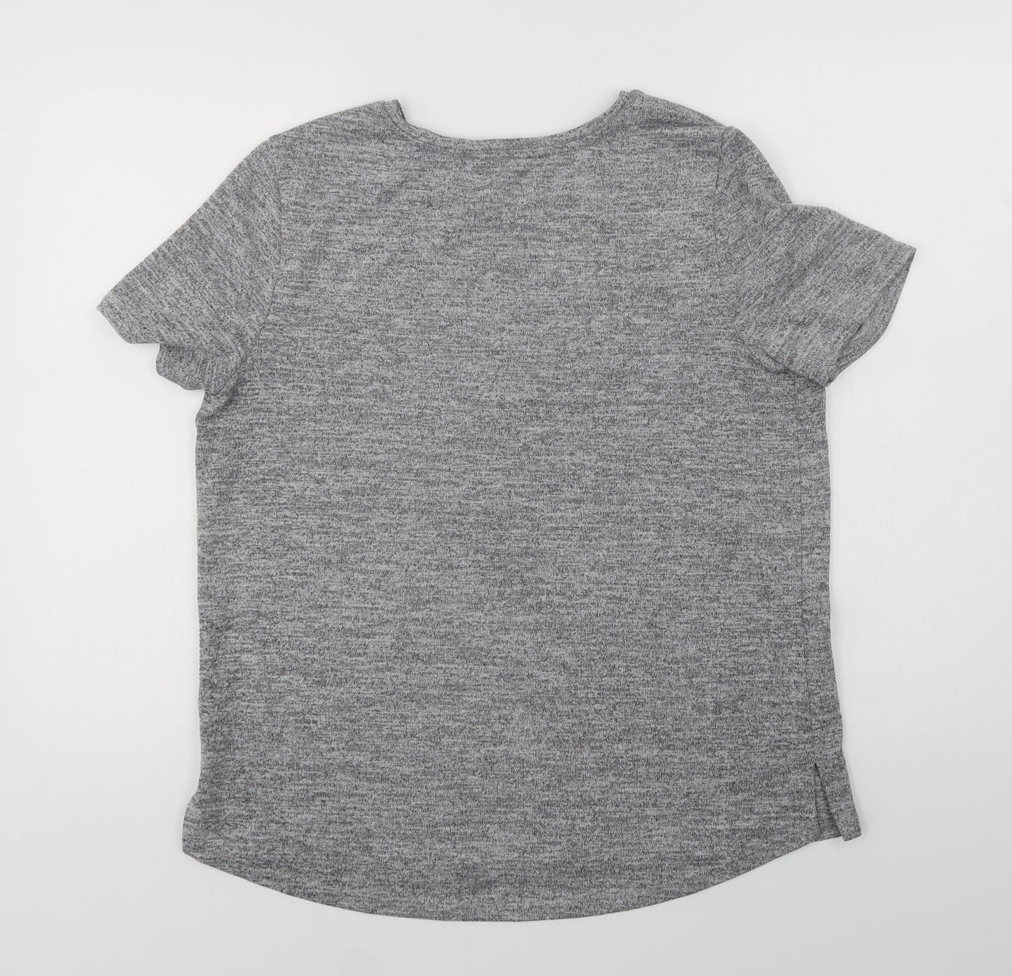 TU Womens Grey  Polyester Basic Blouse Size 14 Crew Neck