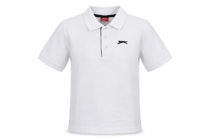 Slazenger Boys White  Polyester Basic Polo Size 9-10 Years Collared Button