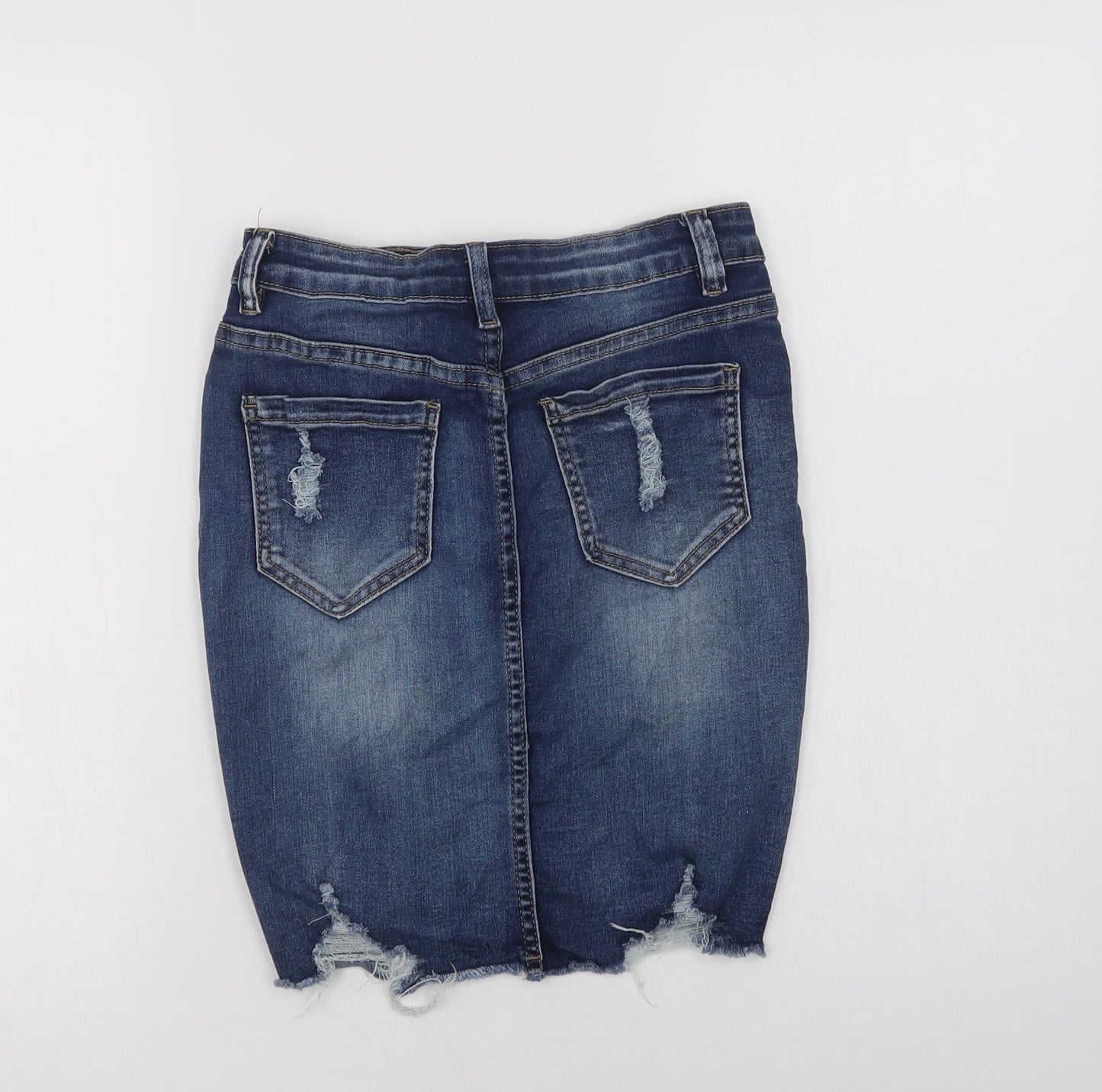 My Bestiny Womens Blue  Cotton Mini Skirt Size S   Button