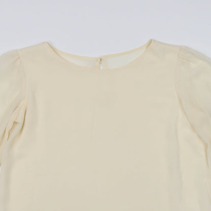 Primark Womens Ivory  Polyester Basic Blouse Size 8 Crew Neck - Embellished Cuffs