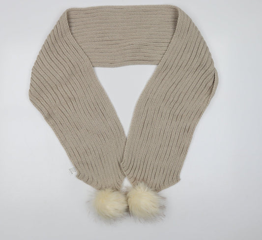 Preworn Womens Beige  Acrylic  Scarf    - Pom Pom