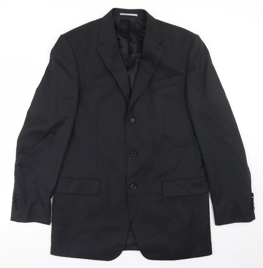 NEXT Mens Black Striped Wool Jacket Blazer Size 40