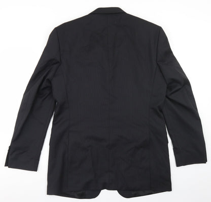 Next Mens Black Striped Wool Jacket Blazer Size 40