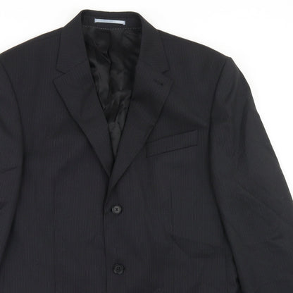Next Mens Black Striped Wool Jacket Blazer Size 40