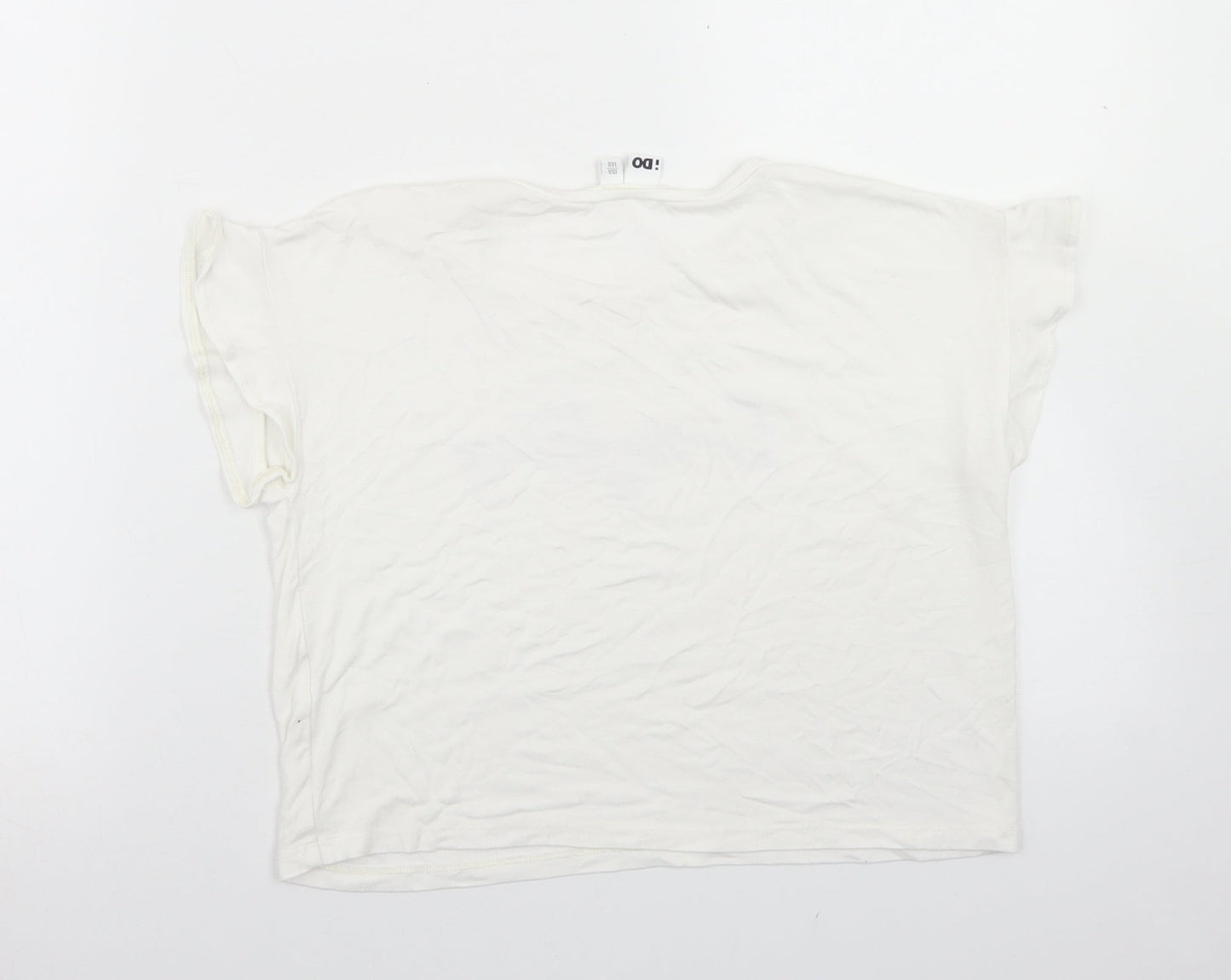 iDo Girls White  Polyester Cropped T-Shirt Size 10 Years Crew Neck  - Everything