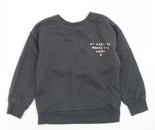 Primark Girls Grey Geometric Cotton Pullover Sweatshirt Size 7-8 Years   - Do What Makes You Happy