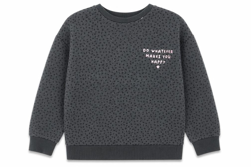 Primark Girls Grey Geometric Cotton Pullover Sweatshirt Size 7-8 Years   - Do What Makes You Happy