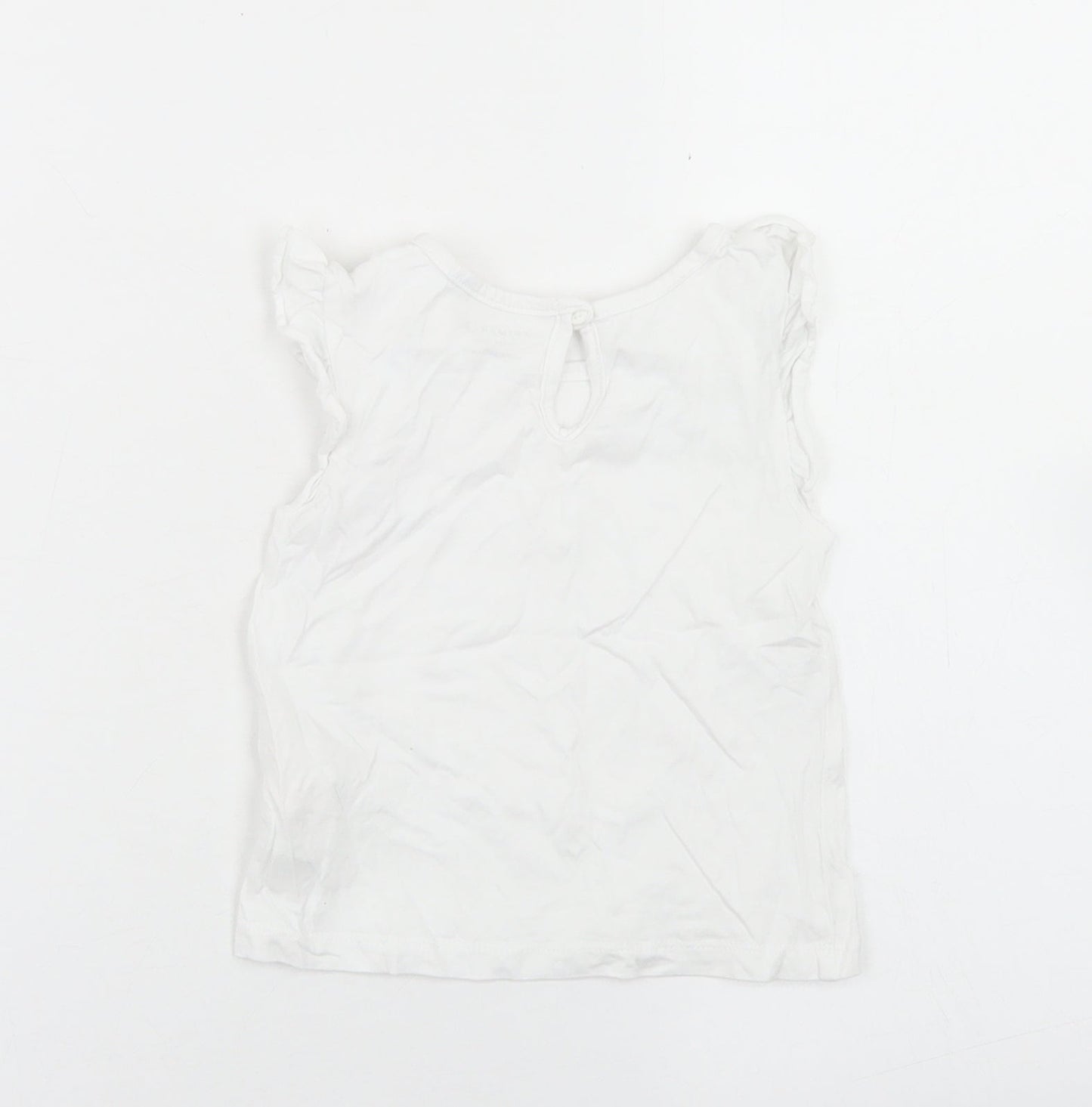 Primark Girls White  Cotton Basic T-Shirt Size 18-24 Months Crew Neck Button