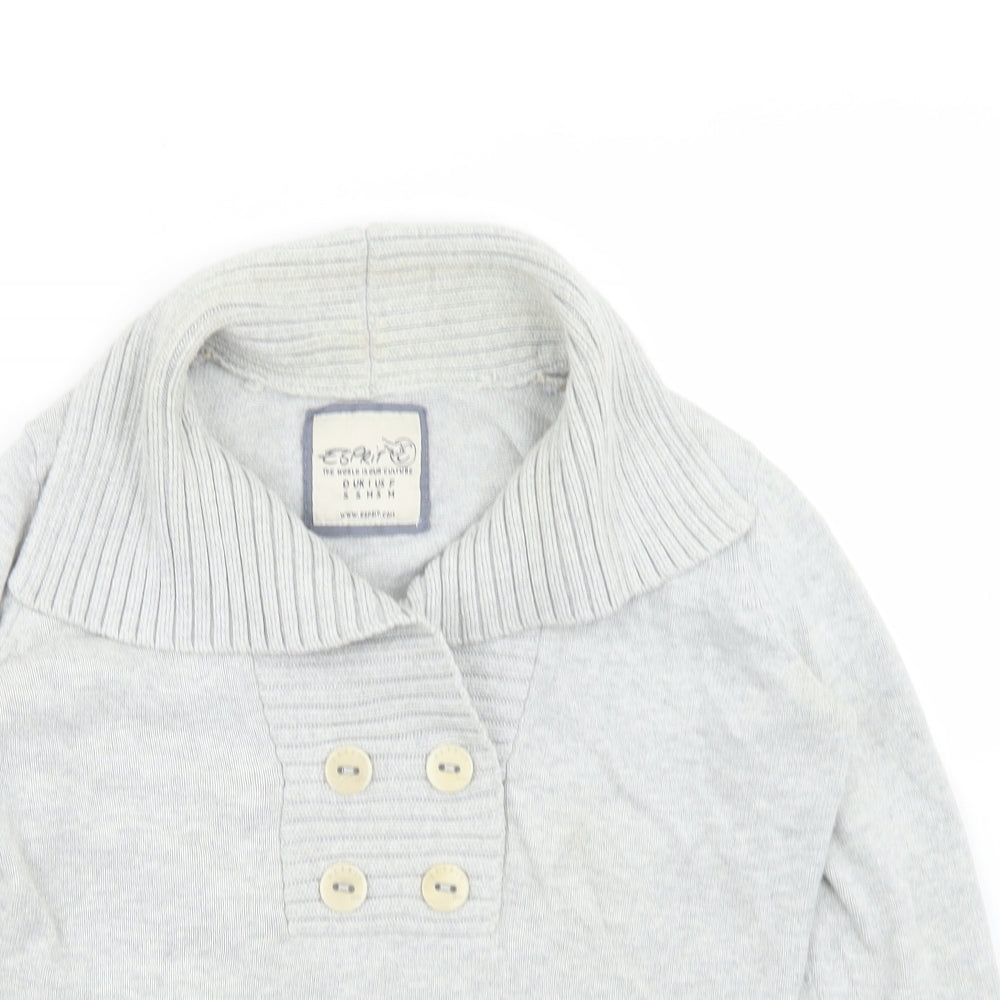 Esprit Womens Grey Collared  Cotton Pullover Jumper Size M