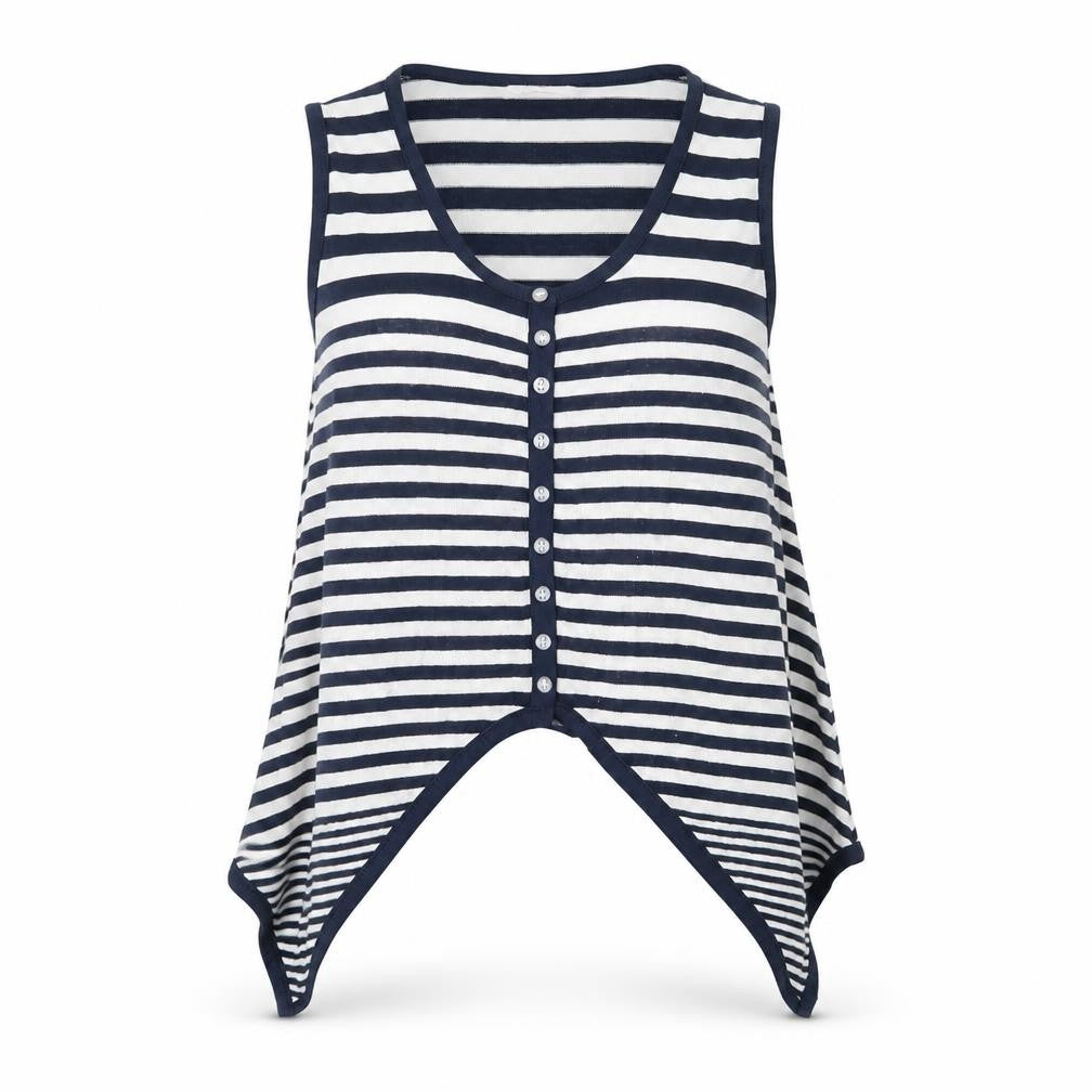 915 Generation Girls Blue Round Neck Striped Viscose Cardigan Jumper Size 12-13 Years