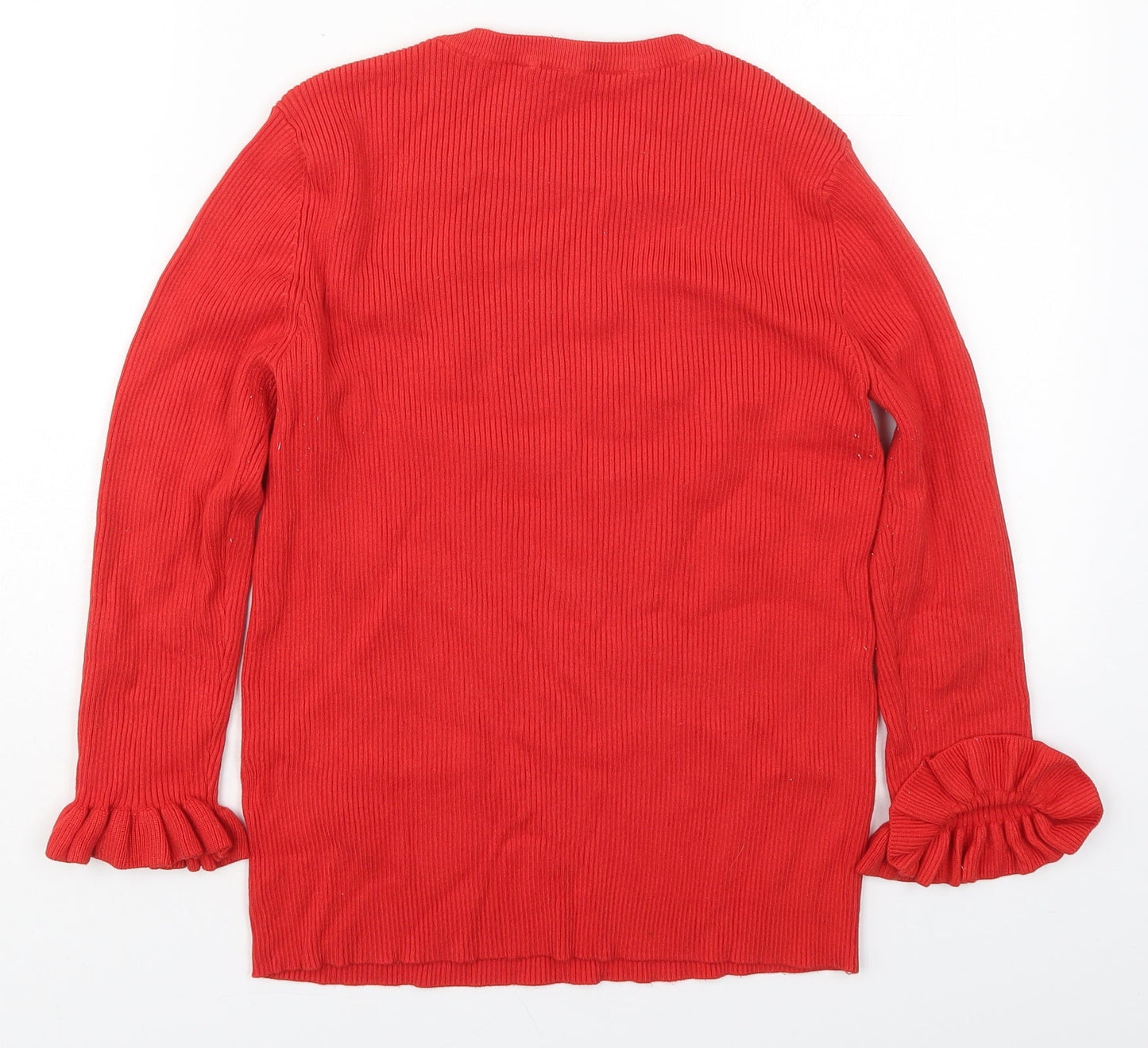 Red Herrint Womens Red Crew Neck  Viscose Pullover Jumper Size 14