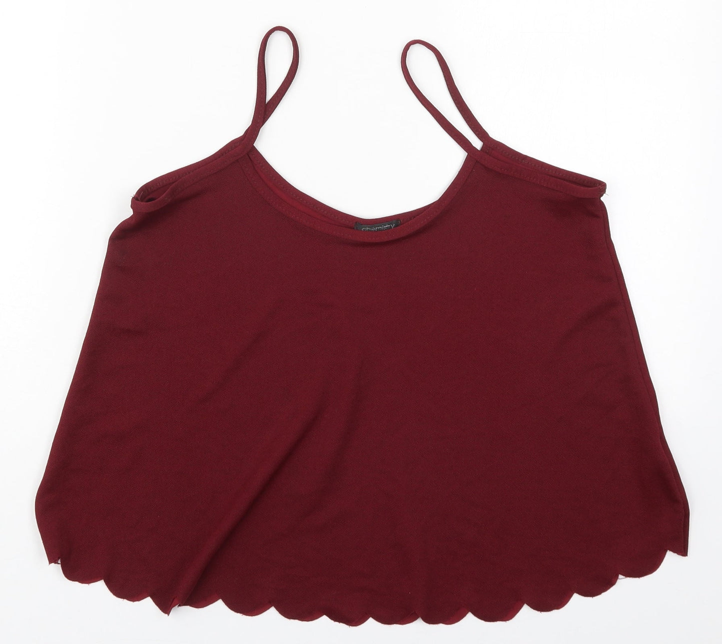 Chemistry Womens Red  Polyester Basic Tank Size M Scoop Neck