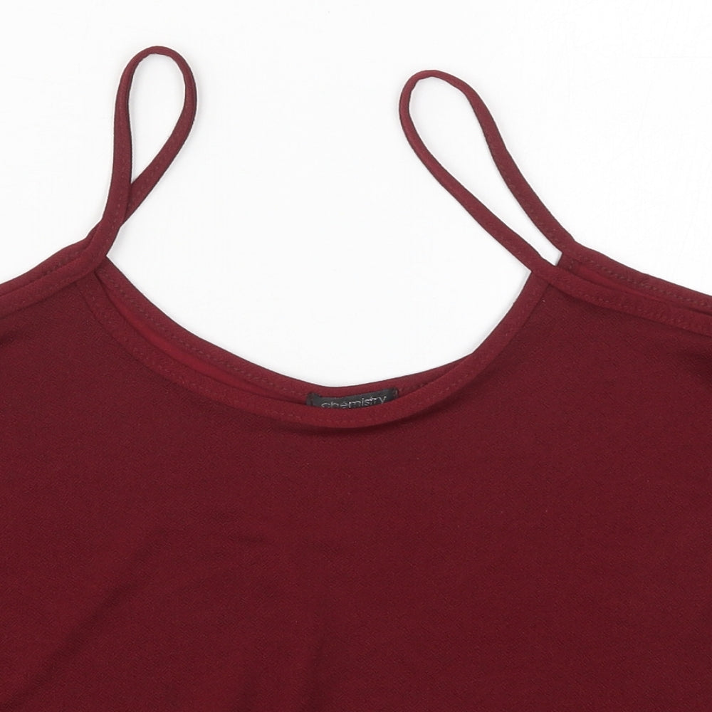Chemistry Womens Red  Polyester Basic Tank Size M Scoop Neck