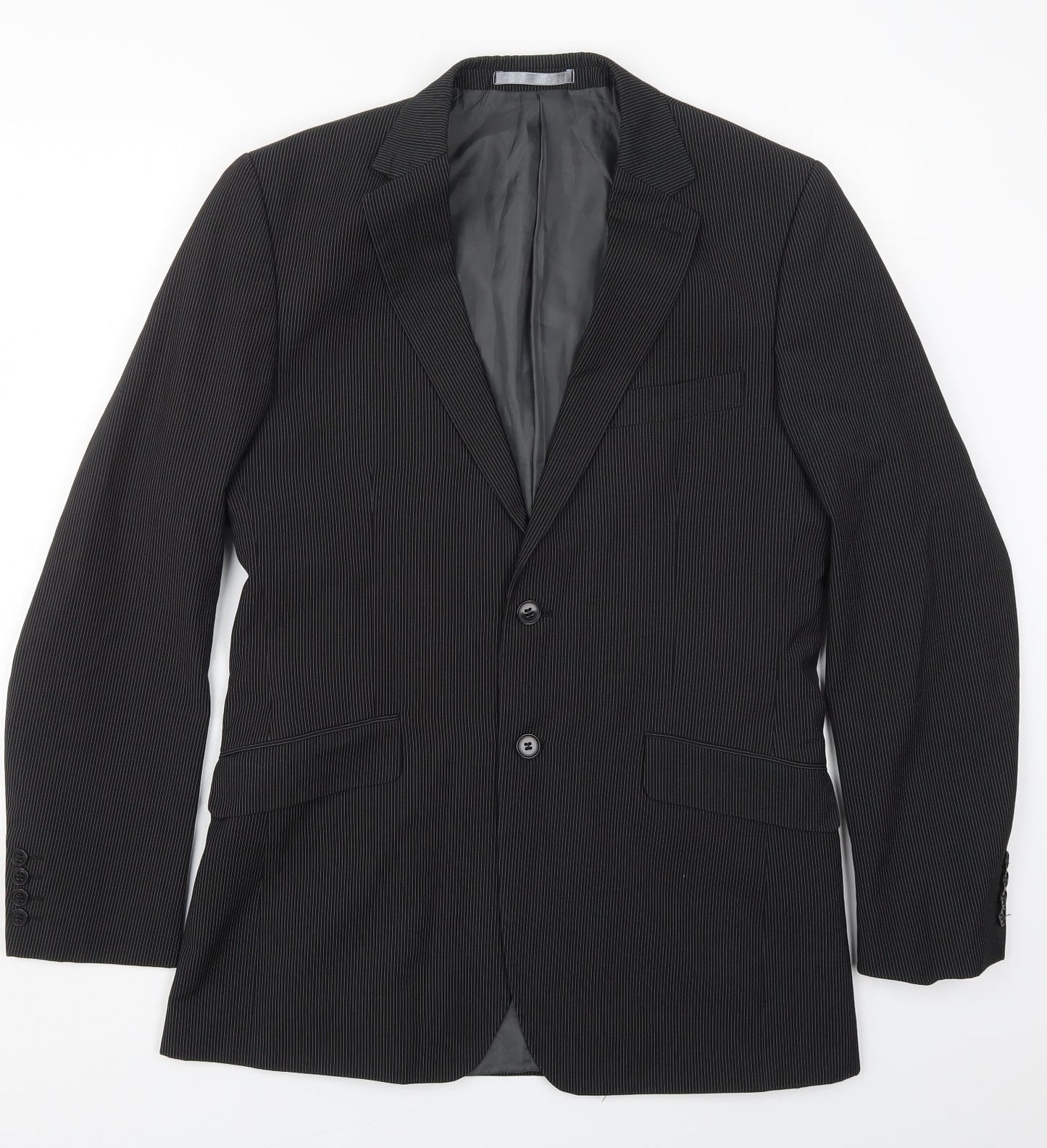 Burton Mens Black Striped Polyester Jacket Suit Jacket Size 40
