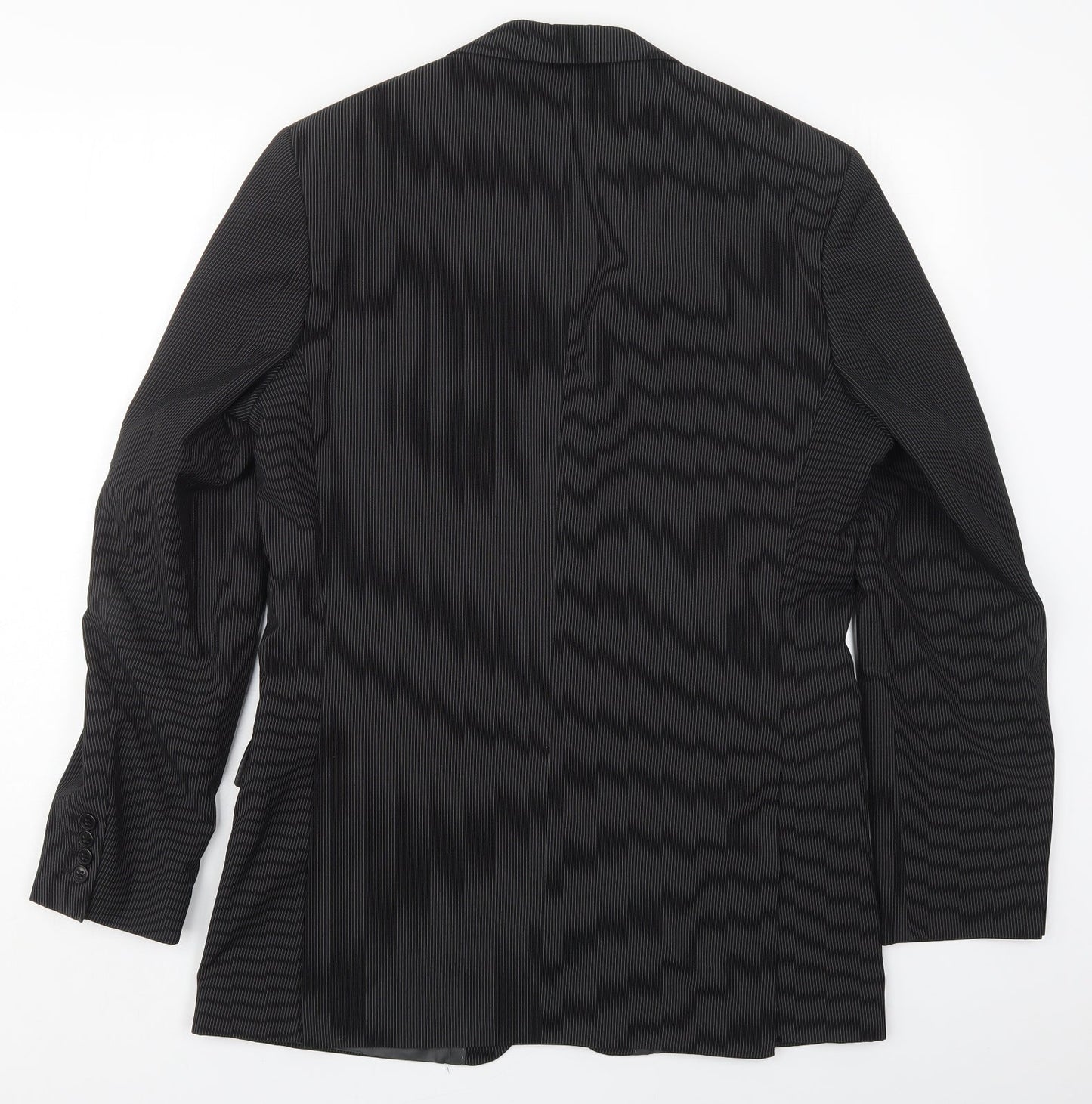 Burton Mens Black Striped Polyester Jacket Suit Jacket Size 40