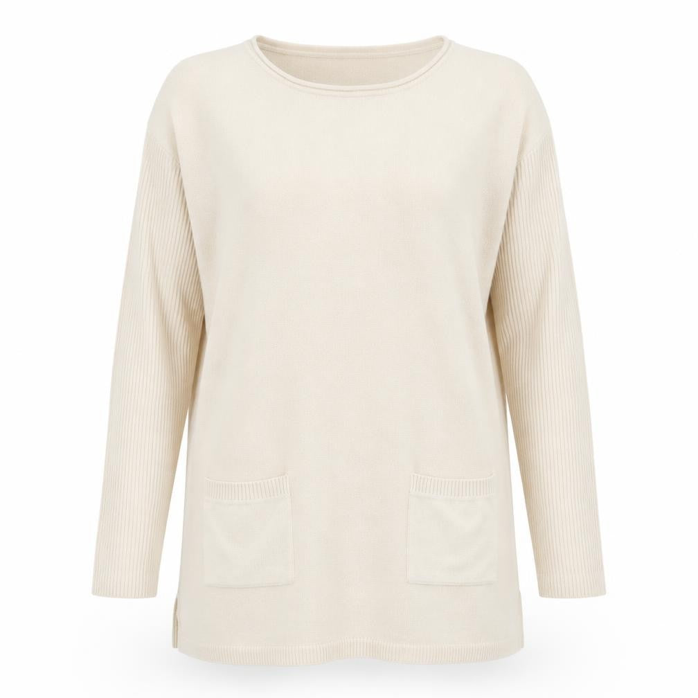 Papaya Womens Beige Round Neck  Acrylic Pullover Jumper Size 10
