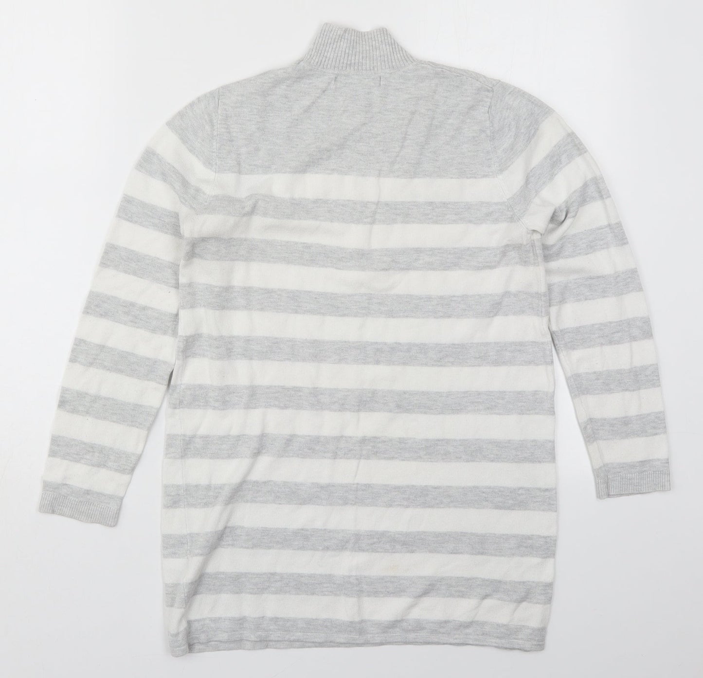 Atmosphere Womens Grey Mock Neck Striped Viscose Pullover Jumper Size 10
