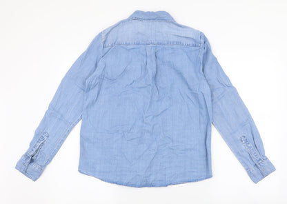 Vera Moda Womens Blue  Lyocell Basic Button-Up Size S Collared