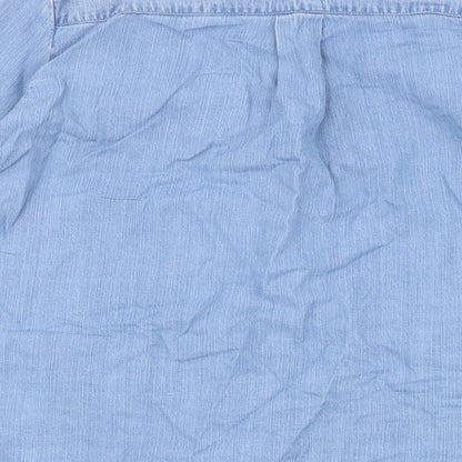 Vera Moda Womens Blue  Lyocell Basic Button-Up Size S Collared