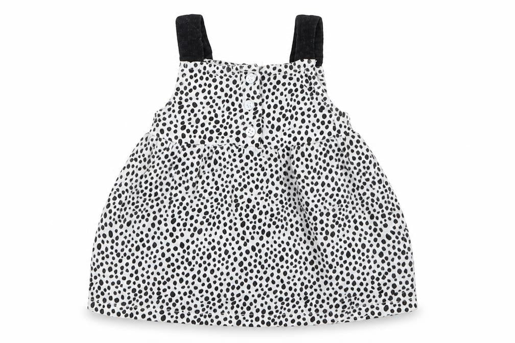 Peacocks Girls White Polka Dot 100% Cotton Pinafore/Dungaree Dress  Size 3-6 Months  High Neck Button