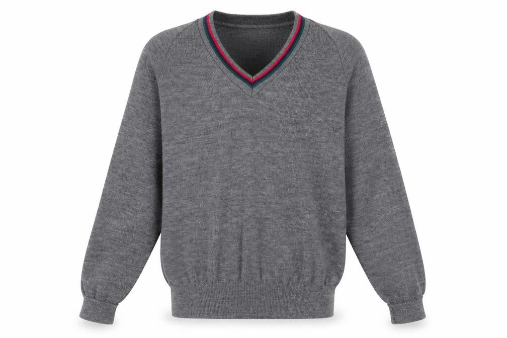 warnocks Mens Grey V-Neck  Polyester Pullover Jumper Size S