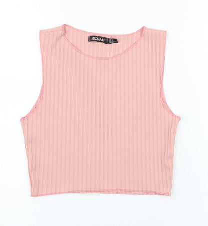 Preloved Misspap Womens Pink  Polyester Cropped Tank Size 6 Round Neck - Front