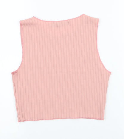 Preloved Misspap Womens Pink  Polyester Cropped Tank Size 6 Round Neck - Back