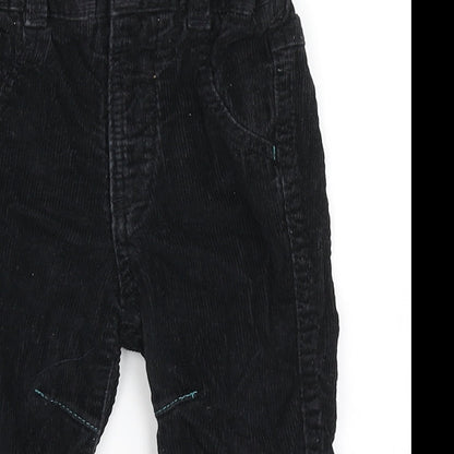 Preloved George Boys Black  100% Cotton Cargo Trousers Size 9-12 Months  Button - Detail