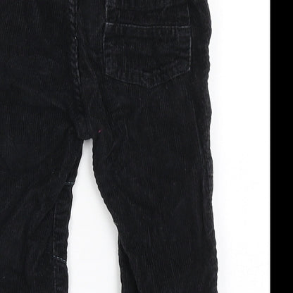 Preloved George Boys Black  100% Cotton Cargo Trousers Size 9-12 Months  Button - Label