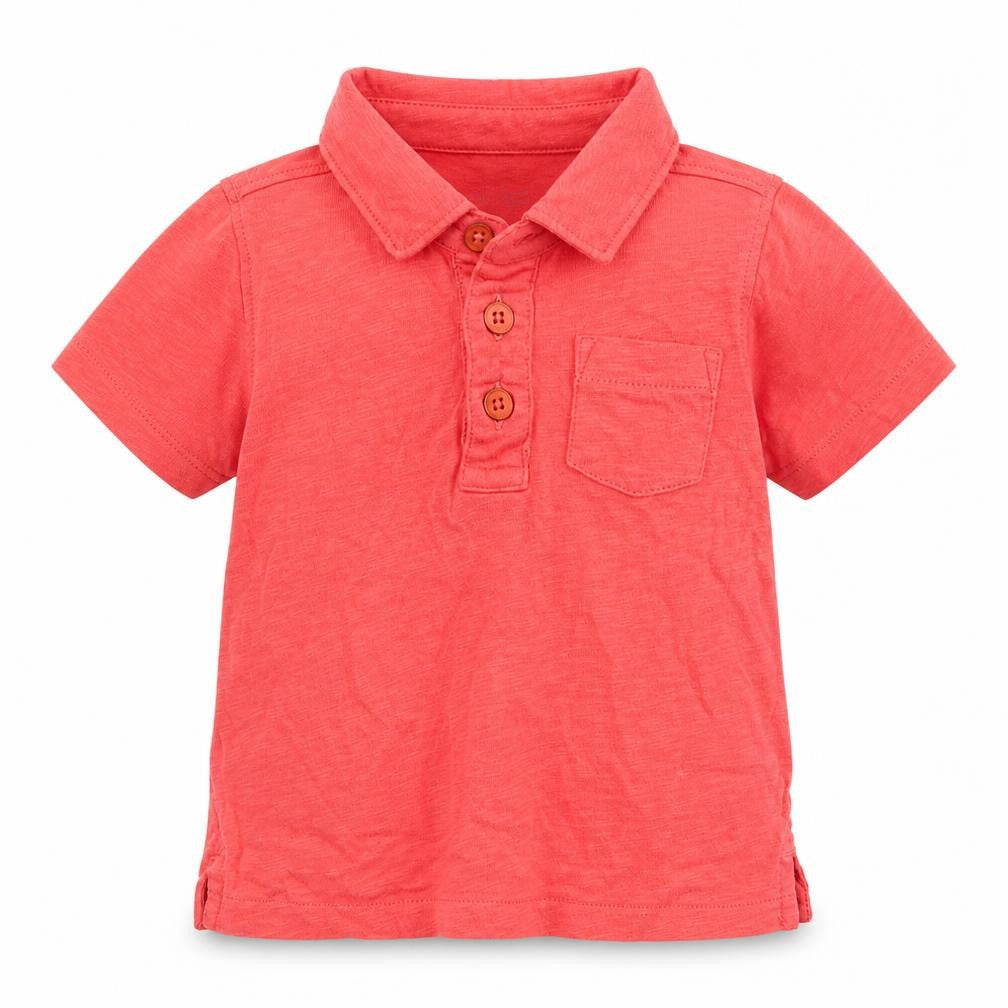 Gap Boys Red  100% Cotton Basic Polo Size 6-9 Months Collared Button - Chest Pocket