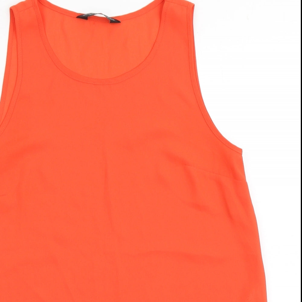 Dorothy Perkins Womens Orange  Polyester Basic Blouse Size 8 Round Neck
