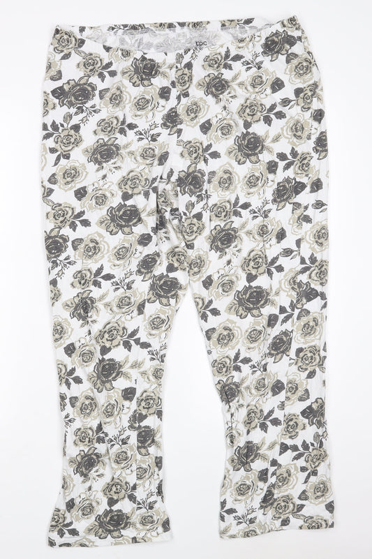 Bonprix Collection Womens White Floral Cotton Sweatpants Trousers Size XL L26 in Regular