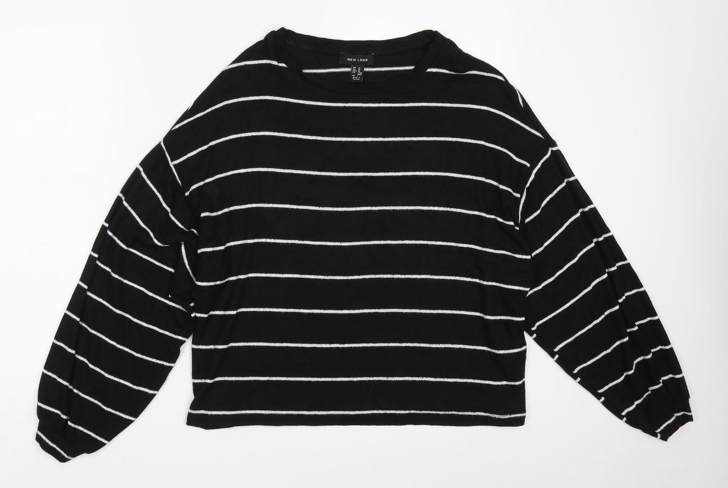 New Look Womens Black Striped Viscose Pullover Sweatshirt Size M