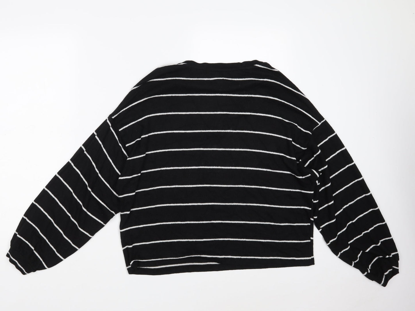 New Look Womens Black Striped Viscose Pullover Sweatshirt Size M