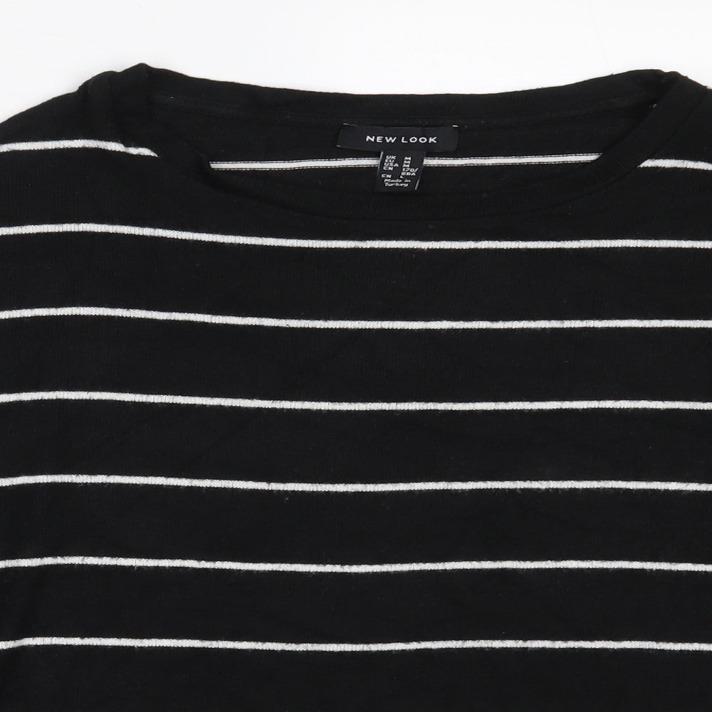 New Look Womens Black Striped Viscose Pullover Sweatshirt Size M