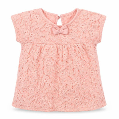 Dunnes Girls Pink Floral Cotton Basic T-Shirt Size 3-6 Months Crew Neck Button
