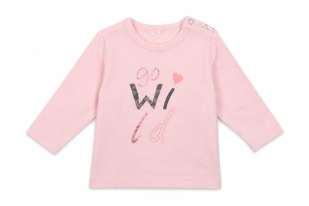 name it Girls Pink  Cotton Basic Casual Size 0-3 Months Crew Neck Button - go wild